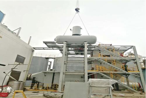 余熱鍋爐平臺扶梯安裝現場 余熱鍋爐平臺扶梯安裝現場