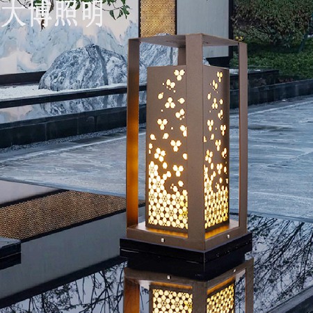 中式柱頭燈古典花韻落地式特色圍墻燈小區(qū)花園別墅LED草坪燈批發(fā)