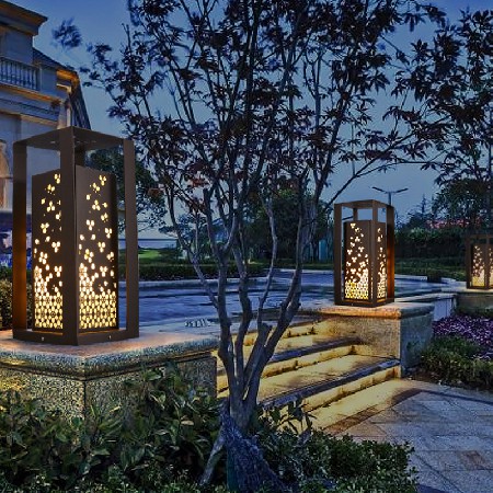 中式柱頭燈古典花韻落地式特色圍墻燈小區(qū)花園別墅LED草坪燈批發(fā)